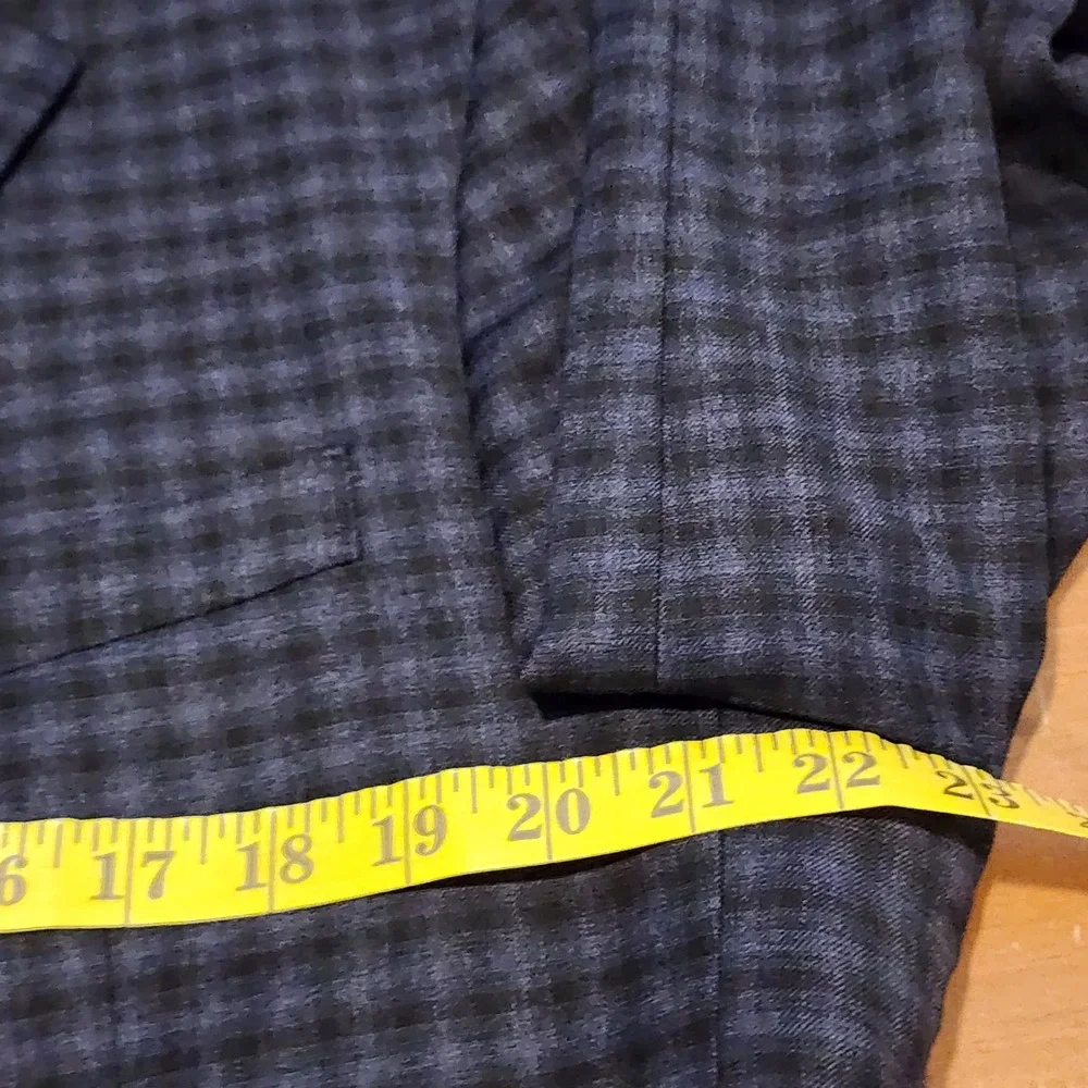 Kenneth Cole Awareness Slim Fit Wool Blazer Mens 46S Blue Check Preppy Office